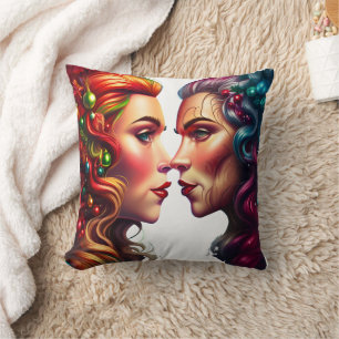 Coussin Portrait de vacances de deux femmes