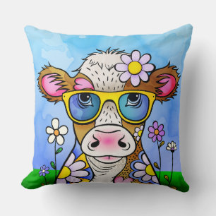 Coussin Portrait de vache gribouillé