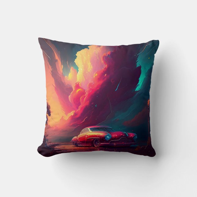 Coussin Portrait de voiture numérique Art sur roues  (Recto)