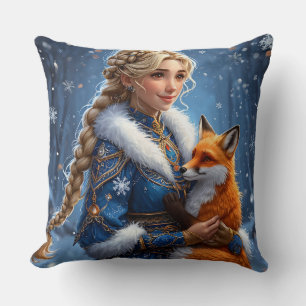 Coussin Portrait d'hiver majestueux d'une femme