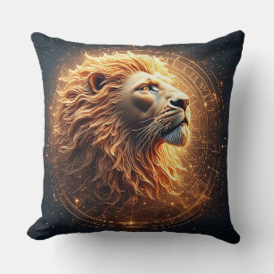Coussin Portrait du Lion d'Or Symbolisant la Force