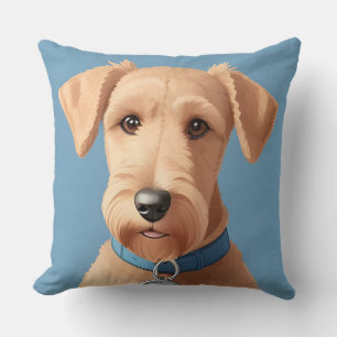 Coussin Portrait d'un chien mignon portant un collier bleu