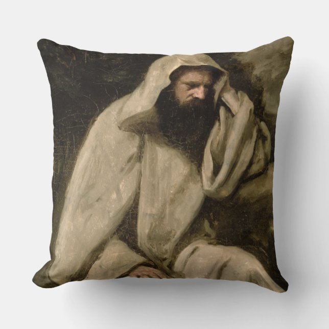 Coussin Portrait d'un moine, c.1840-45 (huile sur la (Recto)