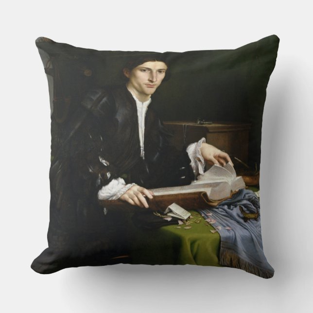 Coussin Portrait d'un monsieur dans son étude, 1528-30 (Recto)