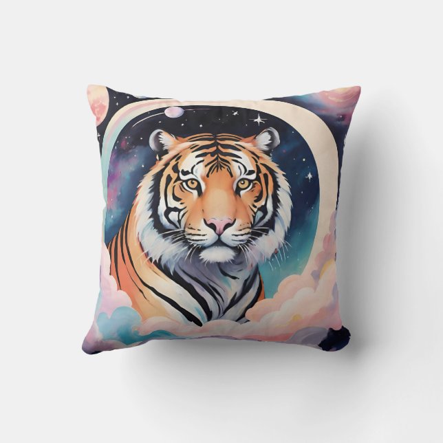 Coussin Portrait d'un tigre dans l'espace (Verso)