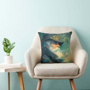 Coussin Portrait d'un vieil homme hivernal vintage