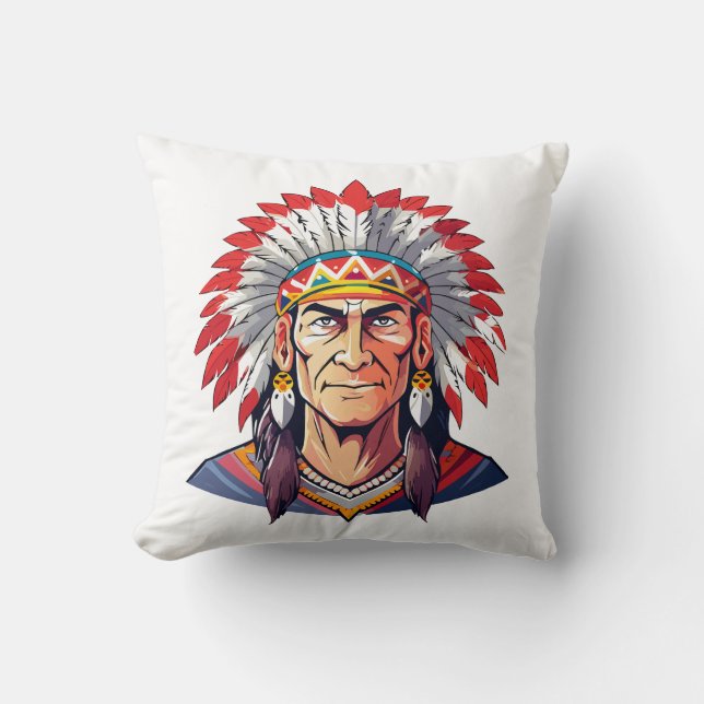 Coussin Portrait d'un vieux chef amérindien (Recto)