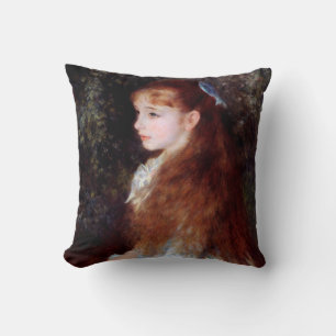 Coussin Portrait d'une fille au ruban bleu, Renoir