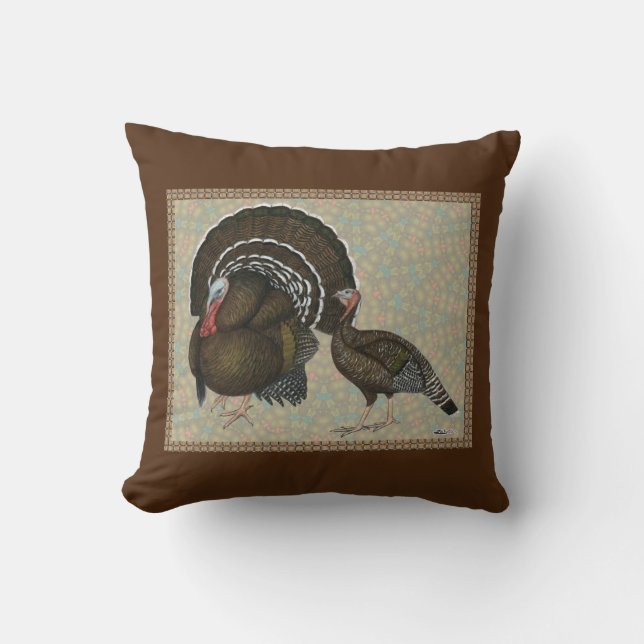 Coussin Portrait en bronze standard de dindes (Recto)