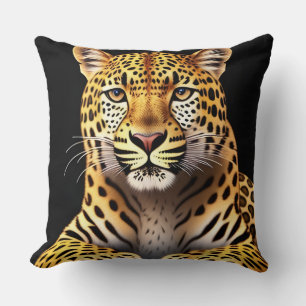 Coussin Portrait en gros plan d'un léopard majestueux