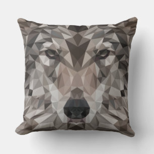 Coussin Portrait géométrique Wolf Lone