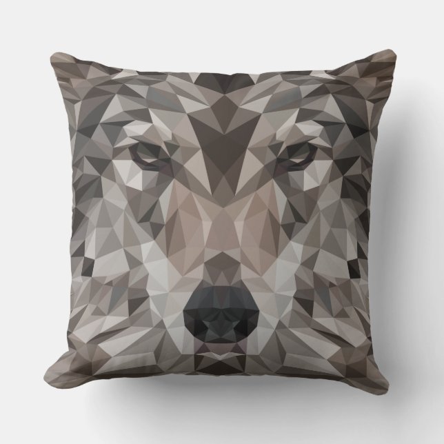 Coussin Portrait géométrique Wolf Lone (Recto)