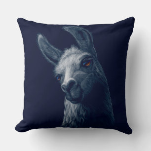 Coussin Portrait Head Cute Llama avec Arrière - plan de la