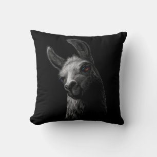 Coussin Portrait Head Cute Llama avec un Arrière - plan no