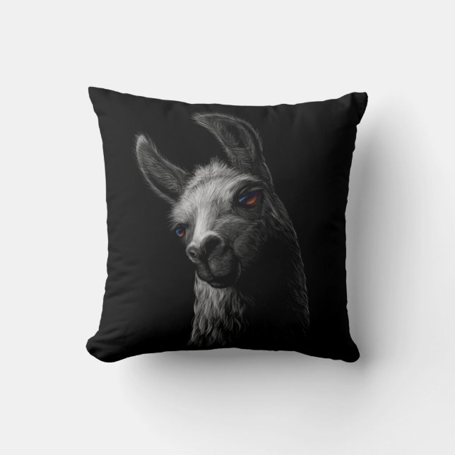 Coussin Portrait Head Cute Llama avec un Arrière - plan no (Recto)