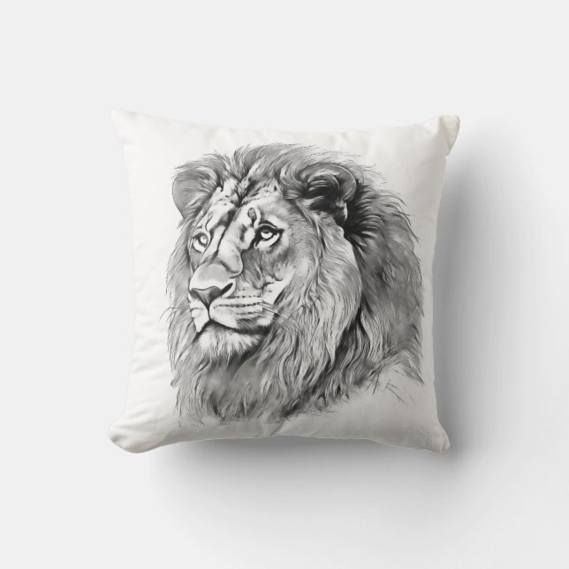Coussin Portrait Lion puissant (Recto)