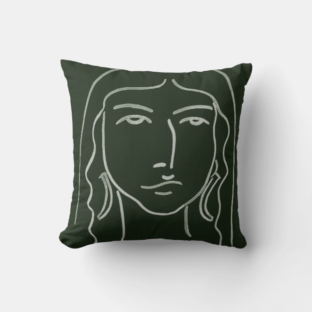Coussin Portrait malachite avec cheveux longs (Recto)