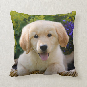 Coussin Portrait mignon de charme de chiot de Goldie,