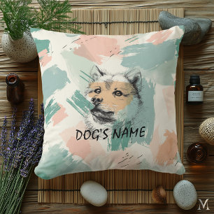 Coussin Portrait Moderne d'Akita Inu – Art Pastel Abstrait