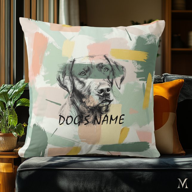 Coussin Portrait Moderne de Labrador – Coup de Pinceau Abs (Créateur téléchargé)