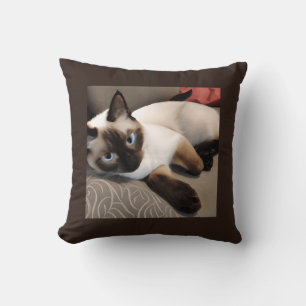 Coussin Portrait numérique Siamois pointe de phoque   