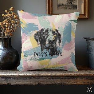 Coussin Portrait Pastel de Pointer – Art Abstrait Moderne