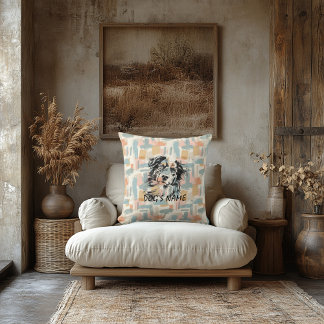 Coussin Portrait personnalisé de Berger Australien Abstrai