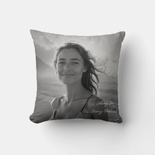 Coussin Portrait personnalisé d'elle – Cadeau photo simple