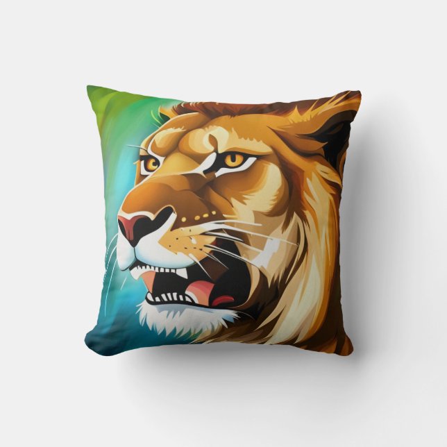 Coussin Portrait Posé côté Lion rugissant-57566 (Recto)