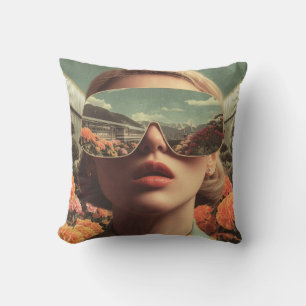 Coussin Portrait surréaliste avec des lunettes de soleil r