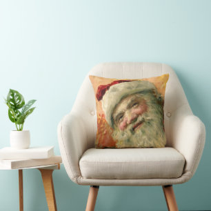 Coussin Portrait victorien du Père Noël, Noël vintage