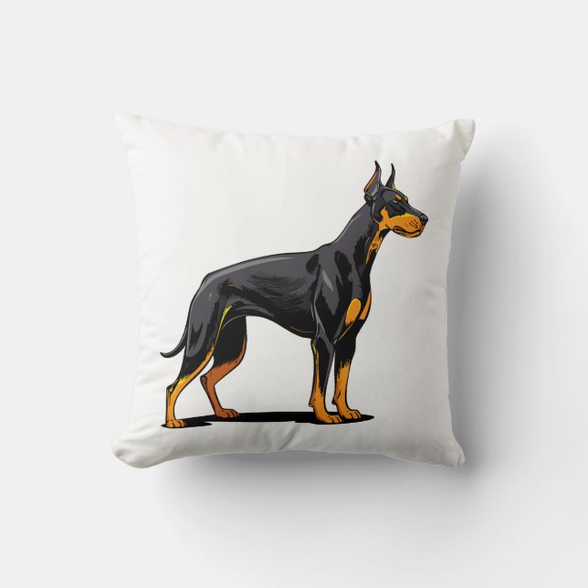 Coussin Portraits of a head Doberman dog front view (Recto)