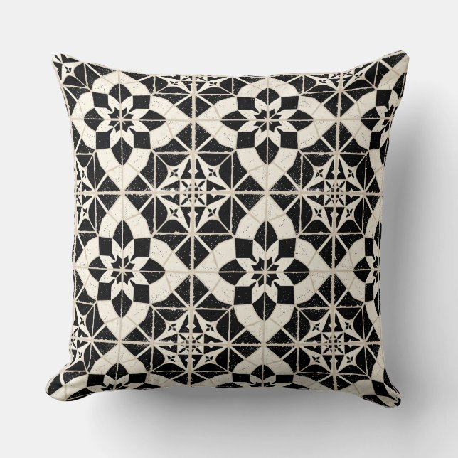 Coussin Portuguese Azulejo Tile Pattern Throw Pillow – Bla (Recto)