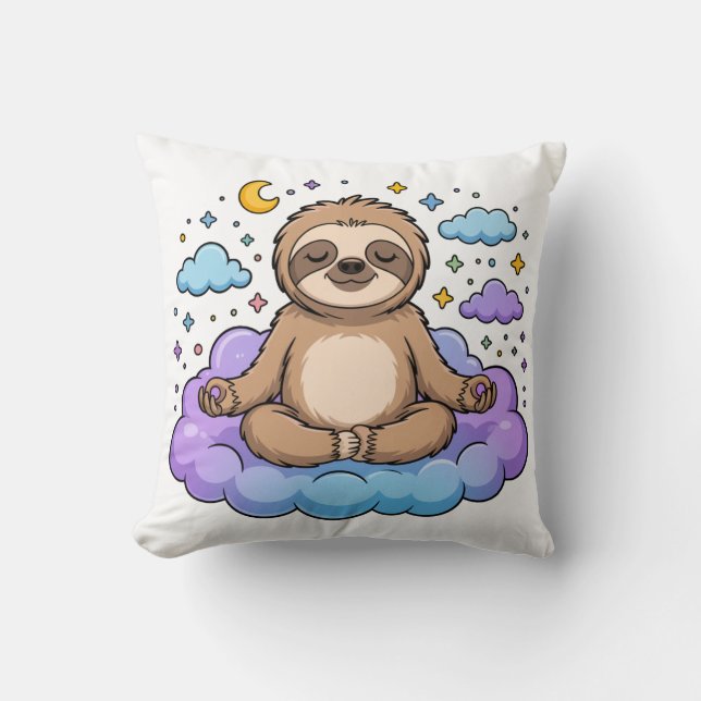 Coussin Poses de paresseux de yoga (Recto)