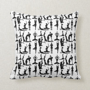 Coussin Position de Yoga black white motif