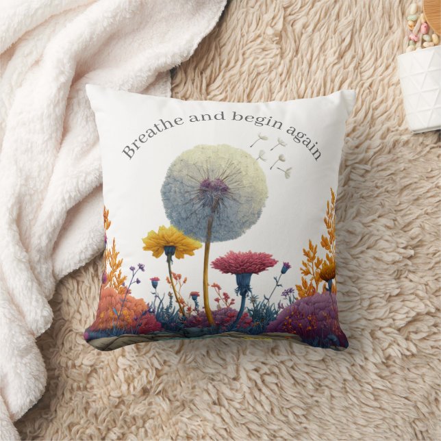 Coussin Positive Affirmation Breathe Throw Pillow Friend (Couverture)