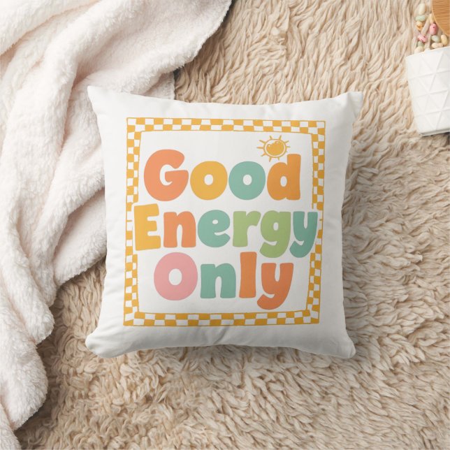 Coussin Positive "Good Energy Only" Checkered Frame (Couverture)
