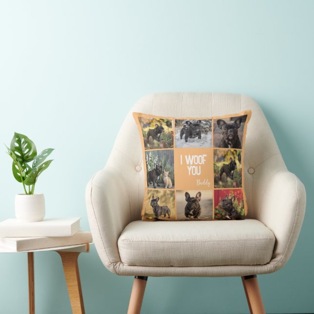Coussin Possédez 8 x images + texte + arrière-plan (Chaise)