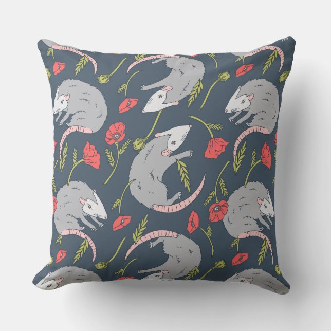 Coussin Possum et Poppies (Recto)
