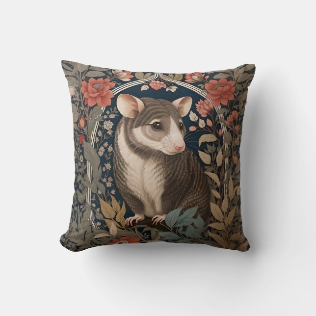 Coussin Possum William Morris Inspiré Floral (Recto)