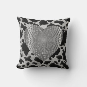 Coussin Poster de animal argent et noir Coeur Prismatique