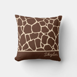 Coussin Poster de animal Brown Giraffe Nom personnalisé Cu
