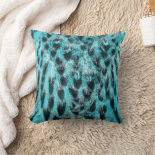 Coussin Poster de animal chic - motif en plumes, bleu et n