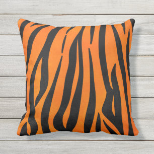 Coussin Poster de animal de bandes de tigres noirs orange 