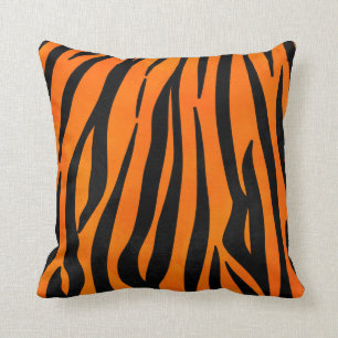Coussin Poster de animal de bandes de tigres noirs orange