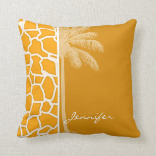 Coussin Poster de animal de girafe orange orange orange or