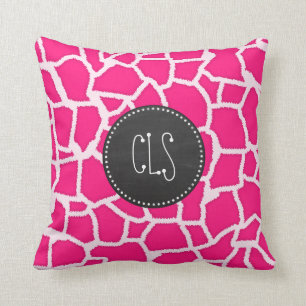 Coussin Poster de animal de girafe rose profonde; tableau 