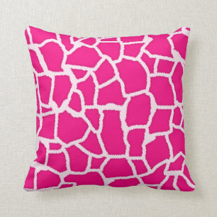 Coussin Poster de animal de girafe rose vif
