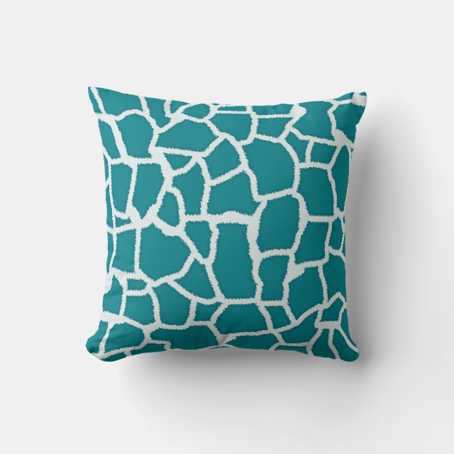 Coussin Poster de animal de Giraffe Turquoise foncé (Recto)