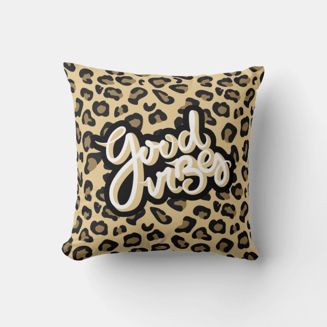 Coussin Poster de animal de la citation de Good Vibes (Recto)